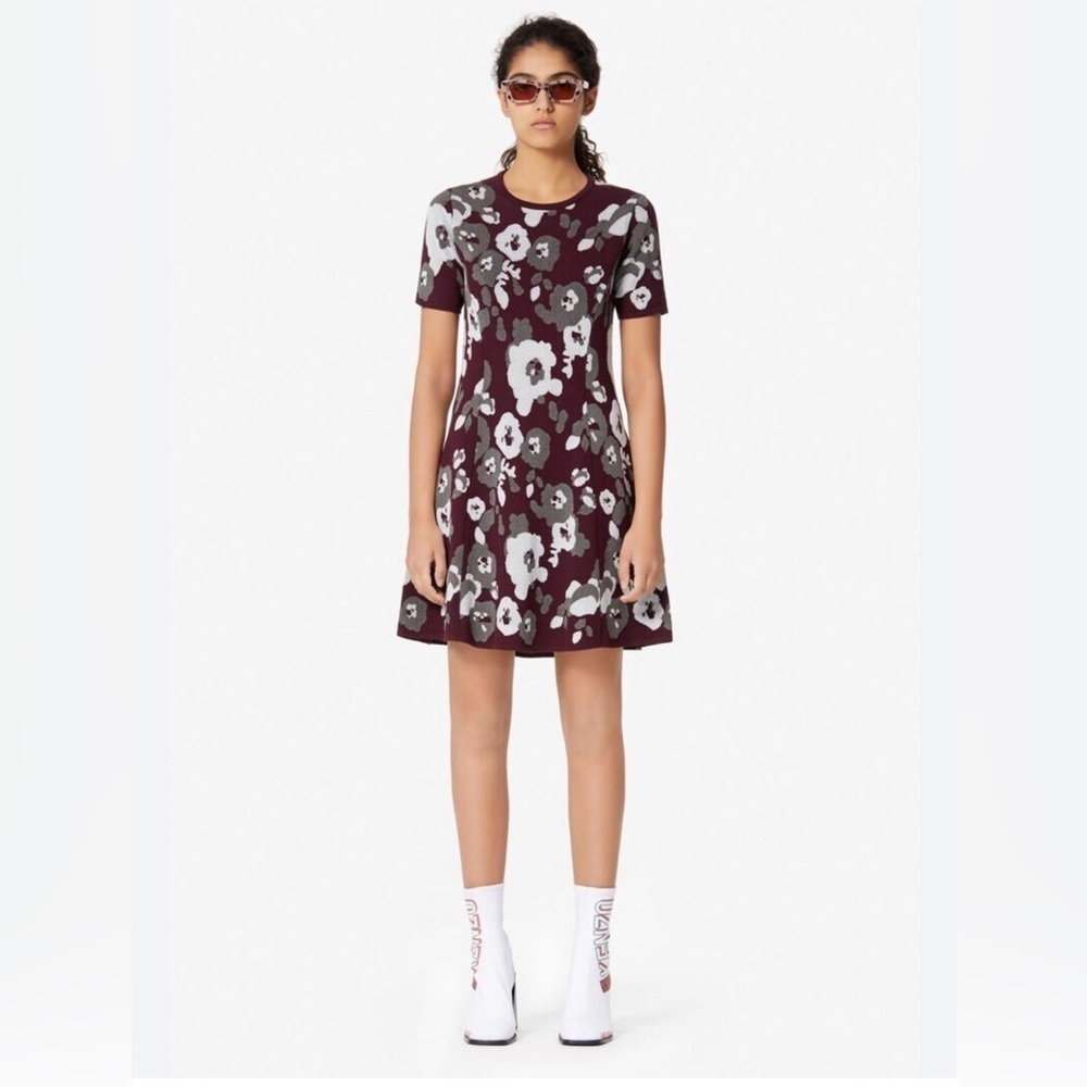 Kenzo Floral Jacquard Fit & Flare Mini Dress L